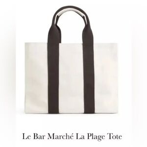 Le Bar Marche La Plage Cream and Brown Beach Canvas Tote